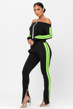 Load image into Gallery viewer, Off shoulder activewear track suit
