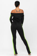 Load image into Gallery viewer, Off shoulder activewear track suit
