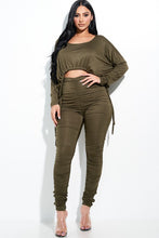 Load image into Gallery viewer, Solid Heavy Rayon Spandex LS Top and Ruched Pants Set
