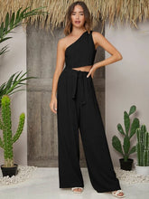 Load image into Gallery viewer, Billie One Shoulder Crop Top &amp; Palazzo Belted Pants Set
