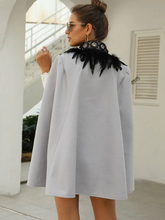 Load image into Gallery viewer, Osun Contrast Feather Tweed Cape Coat
