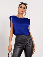 Load image into Gallery viewer, Oya Solid Sleeveless Shoulder Pad Satin Top
