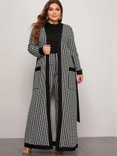 Load image into Gallery viewer, Oba Plus Pocket Patched Belted Houndstooth Coat &amp; Leggings Set
