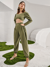 Load image into Gallery viewer, Zora Premium Linen Bardot Top &amp; Carrot Pants Set
