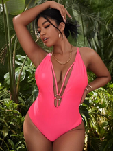 Load image into Gallery viewer, Cicely Plus Linked Plunging One Piece Swimsuit
