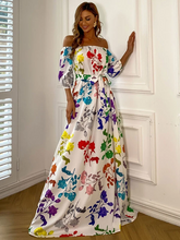 Load image into Gallery viewer, Zora Off Shoulder Belted Floral Print Maxi Dress
