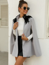 Load image into Gallery viewer, Osun Contrast Feather Tweed Cape Coat
