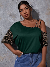 Load image into Gallery viewer, Harriett Plus Leopard Asymmetrical Neck Tee
