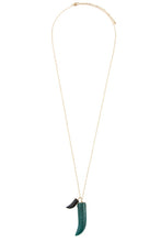 Load image into Gallery viewer, Elongated double horn pendant necklace
