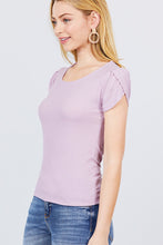 Load image into Gallery viewer, Short Tulip Puff Sleeve Round Neck Rib Knit Top
