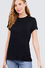 Load image into Gallery viewer, Short Sleeve Crew Neck W/shoulder Button Detail Rayon Spandex Top
