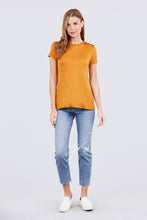 Load image into Gallery viewer, Short Sleeve Crew Neck W/shoulder Button Detail Rayon Spandex Top
