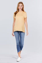 Load image into Gallery viewer, Short Sleeve Crew Neck W/shoulder Button Detail Rayon Spandex Top
