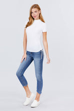 Load image into Gallery viewer, Short Sleeve Mock Neck Side Shirring Detail Rib Knit Top
