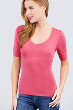 Load image into Gallery viewer, Elbow Sleeve V Neck Top
