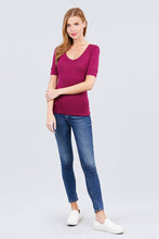 Load image into Gallery viewer, Elbow Sleeve V Neck Top
