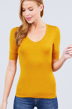Load image into Gallery viewer, Elbow Sleeve V Neck Top
