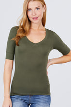 Load image into Gallery viewer, Elbow Sleeve V Neck Top
