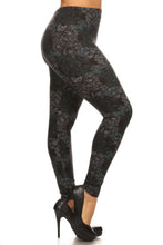 Load image into Gallery viewer, Plus Size Floral Medallion Pattern Printed Knit Legging With Elastic Waistband.
