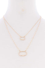 Load image into Gallery viewer, 2 Layered Chain Oval Pendant Metal Necklace Earring Set
