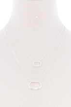Load image into Gallery viewer, 2 Layered Chain Oval Pendant Metal Necklace Earring Set
