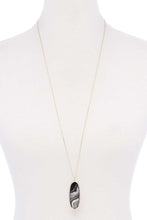 Load image into Gallery viewer, Acetate Oval Metal Edge Pendant Necklace
