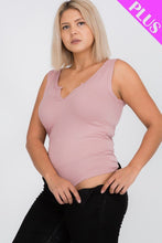 Load image into Gallery viewer, Plus Size Split Neckline Bodysuit Top
