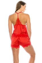 Load image into Gallery viewer, 2 Piece Satin Lace Trimed Pj Short Set
