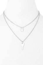 Load image into Gallery viewer, 2 Layered Metal Lock And Key Pendant Necklace
