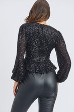 Load image into Gallery viewer, Long Sleeve V-Neck Sequin Top
