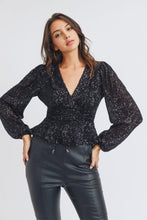 Load image into Gallery viewer, Long Sleeve V-Neck Sequin Top
