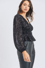 Load image into Gallery viewer, Long Sleeve V-Neck Sequin Top
