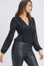 Load image into Gallery viewer, Long Sleeve V-Neck Sequin Top
