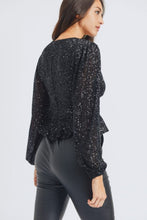 Load image into Gallery viewer, Long Sleeve V-Neck Sequin Top
