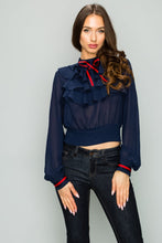Load image into Gallery viewer, Ruffled Blouse w/Stripes
