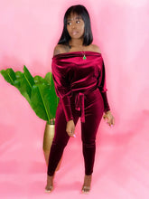 Load image into Gallery viewer, Pure Color Off The Shoulder Velvet Jumpsuit
