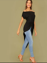 Load image into Gallery viewer, Billie Twist Front Asymmetrical Hem Bardot Top
