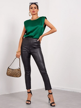 Load image into Gallery viewer, Oya Solid Sleeveless Shoulder Pad Satin Top

