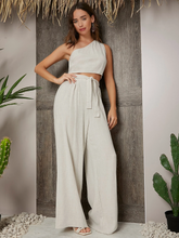 Load image into Gallery viewer, Billie One Shoulder Crop Top &amp; Palazzo Belted Pants Set

