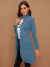 Load image into Gallery viewer, Osun Stand Collar Button Front Corduroy Coat
