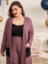 Load image into Gallery viewer, Aje Plus Sequin Pocket Front Asymmetrical Hem Coat &amp; Pants Set
