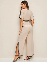 Load image into Gallery viewer, Oya Piping Trim Belted Top &amp; Split-side Pants
