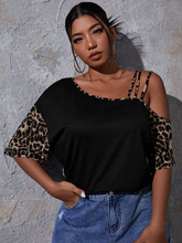 Load image into Gallery viewer, Harriett Plus Leopard Asymmetrical Neck Tee
