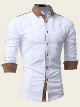 Load image into Gallery viewer, Orula Men Contrast Panel Topstitching Shirt

