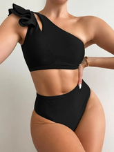 Load image into Gallery viewer, Cicely Ruffle Trim One Shoulder Bikini Swimsuit
