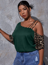 Load image into Gallery viewer, Harriett Plus Leopard Asymmetrical Neck Tee
