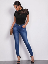 Load image into Gallery viewer, Maya Mock-neck Geo Mesh Yoke Tee
