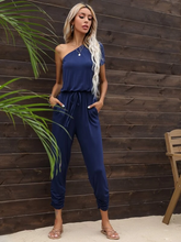 Load image into Gallery viewer, Maya One Shoulder Knot Waist Jumpsuit
