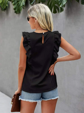 Load image into Gallery viewer, Maya Solid Ruffle Trimed Buttoned Keyhole Blouse

