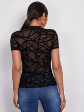Load image into Gallery viewer, Maya Mock-neck Geo Mesh Yoke Tee
